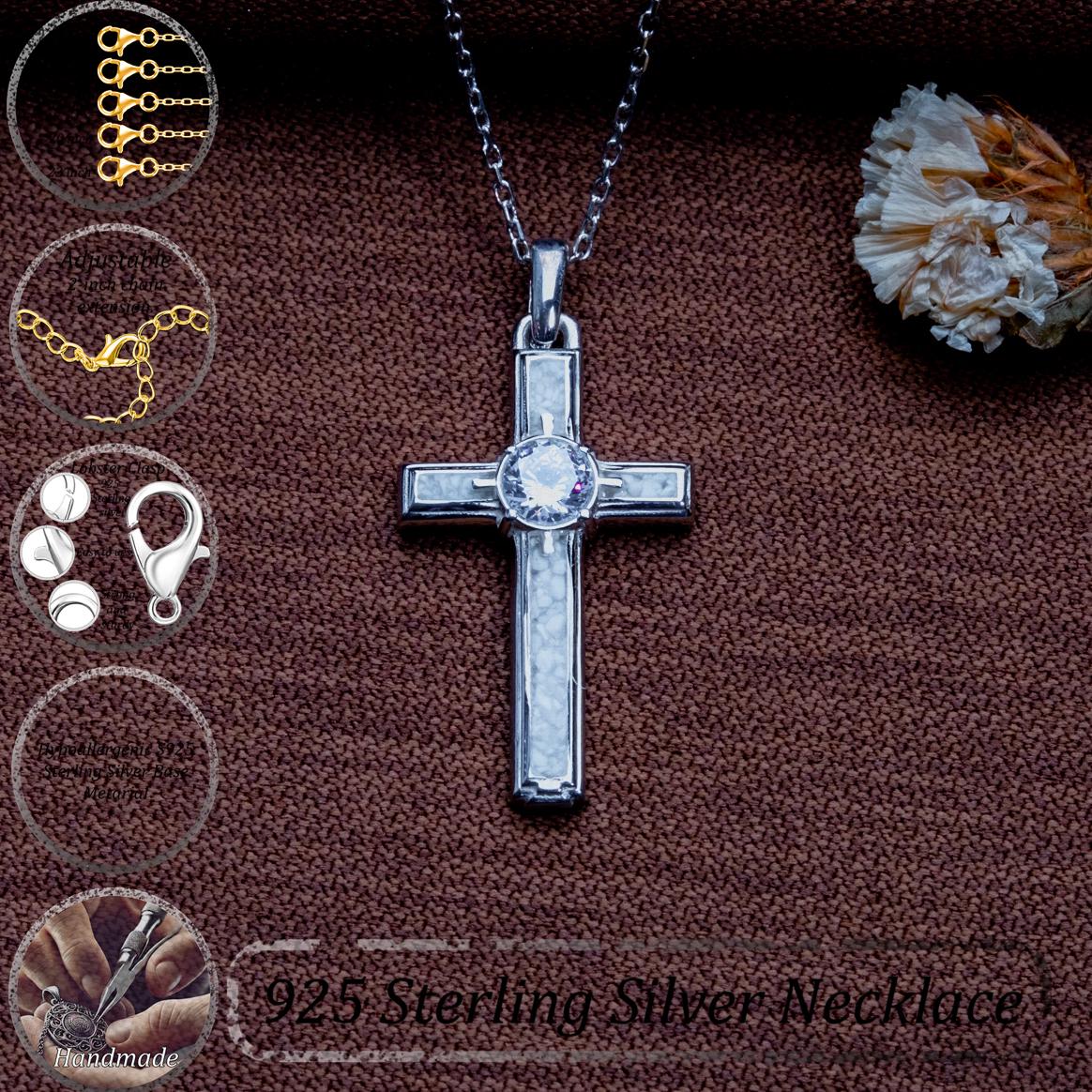 Moonstone Cross Necklace: Sterling Silver Christian Pendant, Birthstone Option