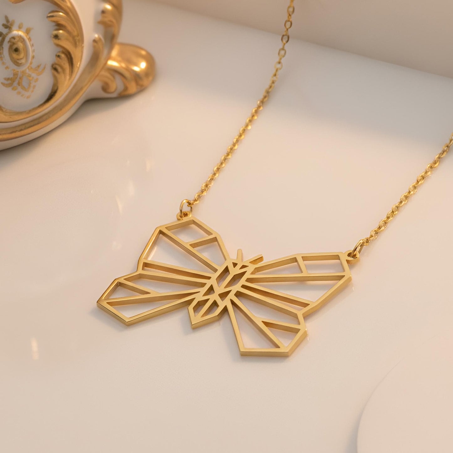 Origami Butterfly Necklace | 925 Sterling Silver for Women | Geometric Minimalist Style | Meaningful Gift for Her