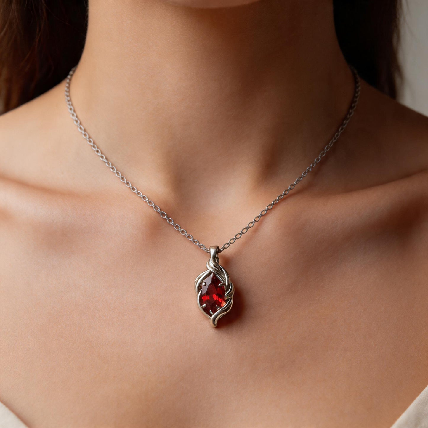 Marquise Birthstone Necklace | 925 Sterling Silver Gold Plated Pendant | Elegant Nature Inspired Jewelry | Personalized Gift for Her