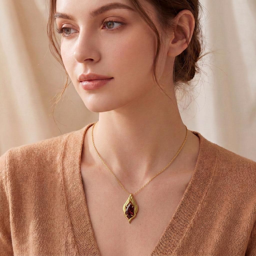 Elven Leaf Marquise Necklace | 925 Sterling Silver | Forest Elf Fantasy Jewelry | Enchanted Gift