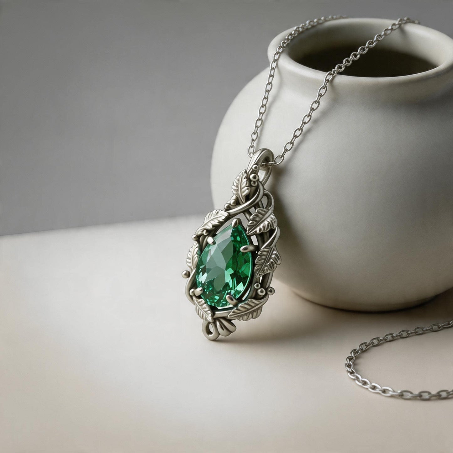 Aquamarine Teardrop Necklace | 925 Sterling Silver Pendant | Nature Romantic Soft Gothic Jewelry | Gift for Her
