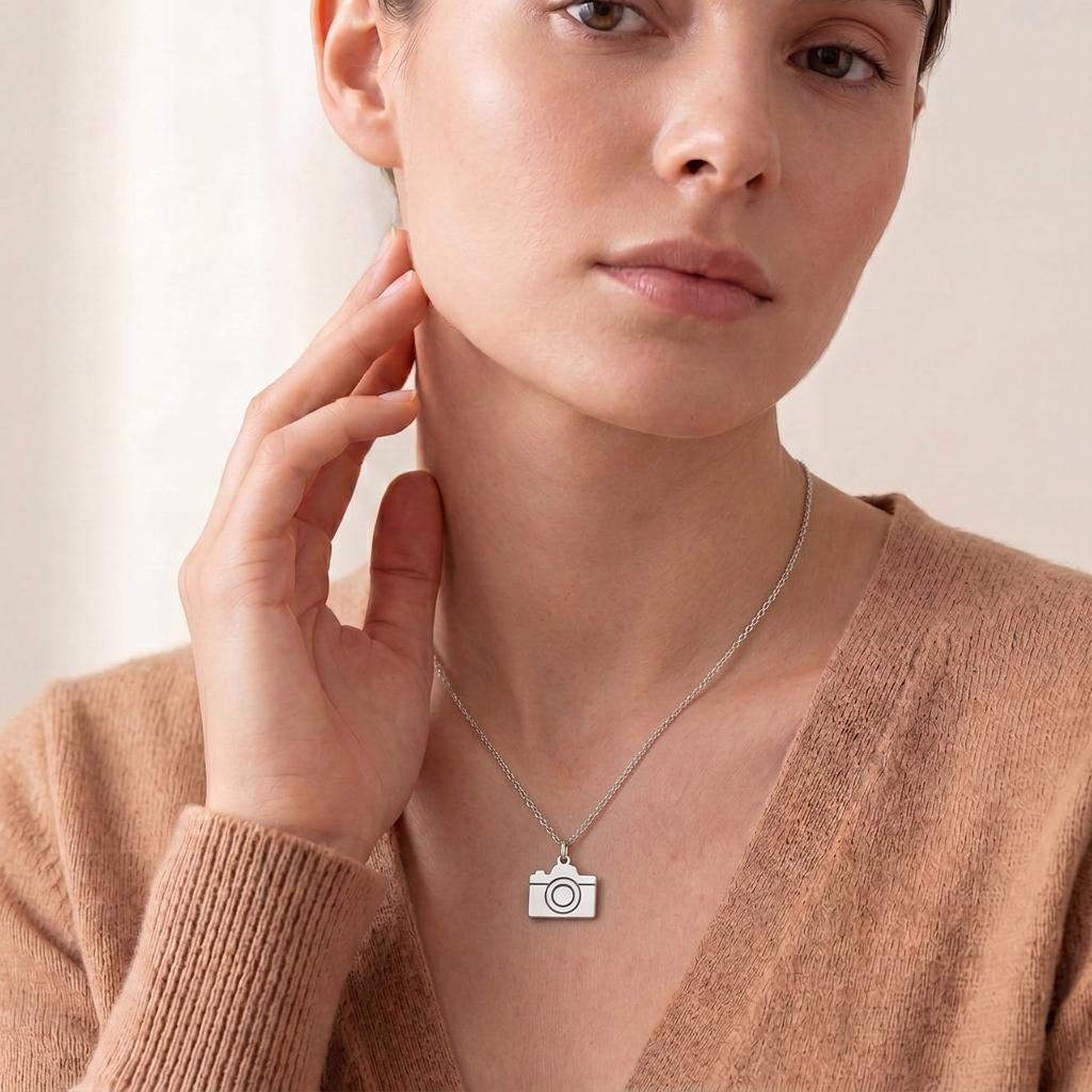 Camera Necklace | 925 Sterling Silver Jewelry | Photography & Art Symbol Pendant | Meaningful Gift for Photographers