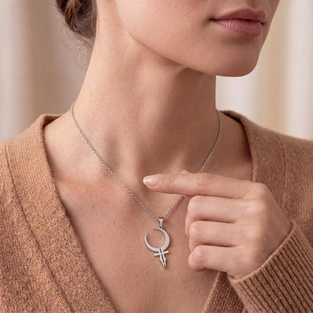 Feminine Energy Symbol Necklace Sterling Silver Handmade Pendant Minimalist Spiritual Jewelry | Empowerment Jewelry | Mystical Symbolism