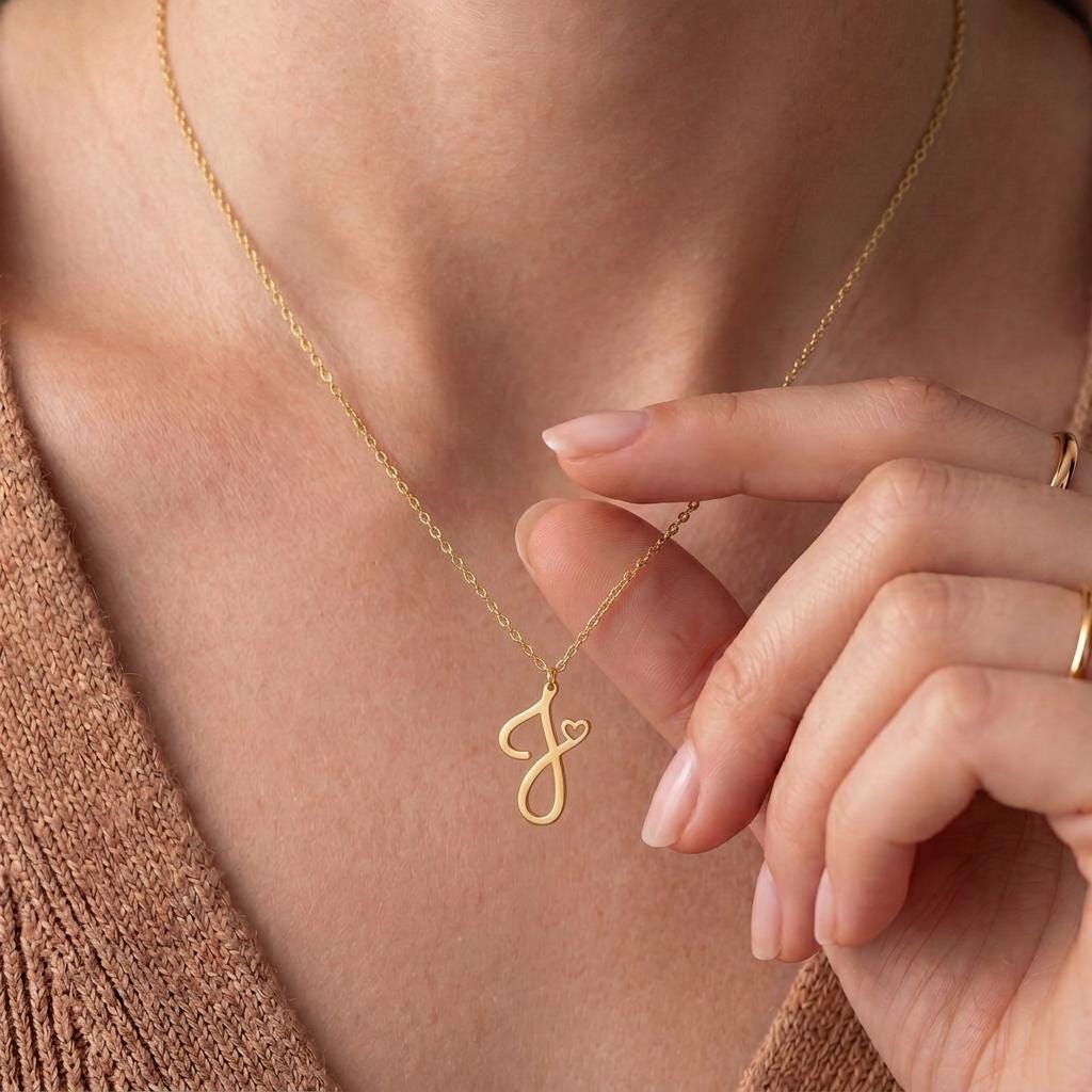 J Initial Necklace | 925 Sterling Silver for Women | Minimal Personalized Letter Jewelry | Meaningful Initial Gift