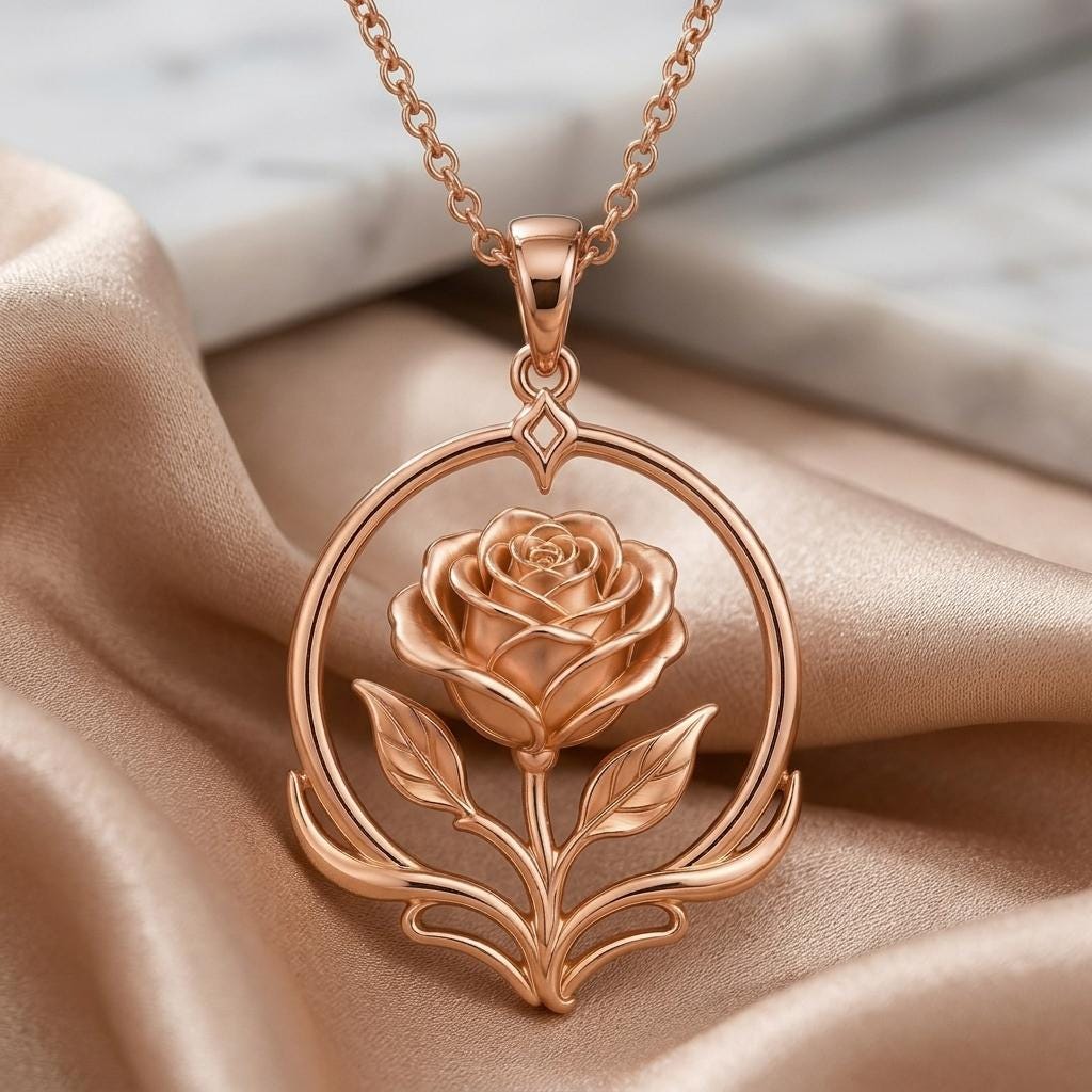 Sacred Rose Halo Necklace | 925 Sterling Silver | Elegant Rose Motif | Symbol of Love & Beauty
