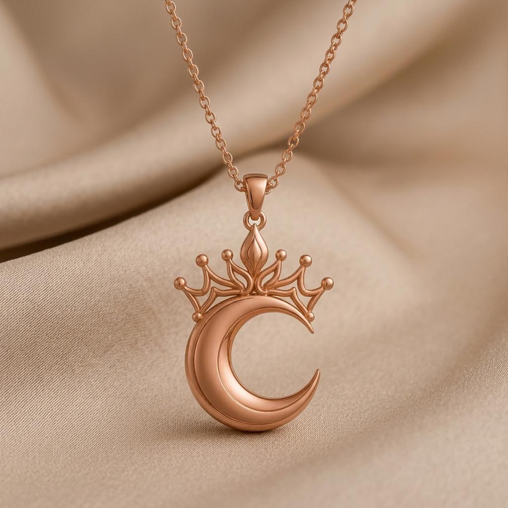 Lunar Queen Pendant | 925 Sterling Silver | Celestial Crown Moon | Empowerment Gift for Her