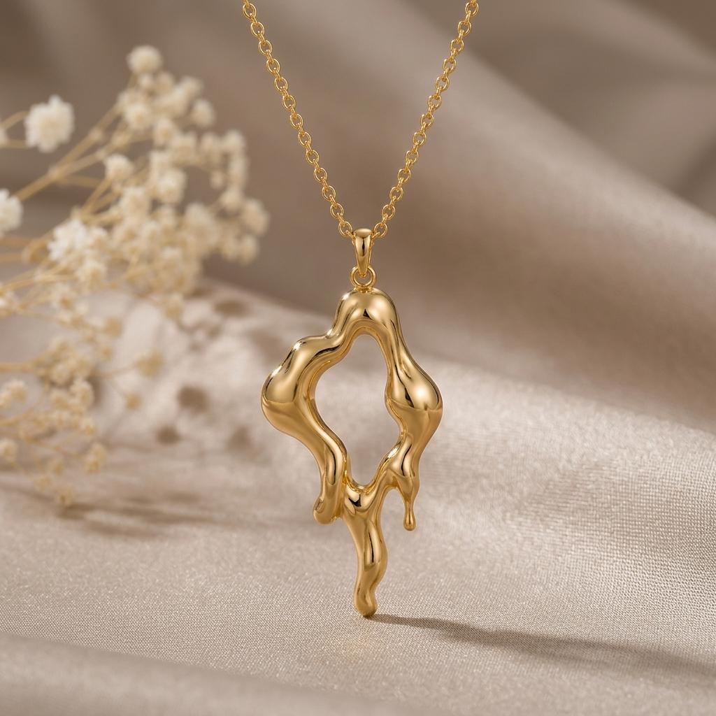 Liquid Relic Pendant | Sterling Silver | Abstract Fluid Design | Unique Statement Gift