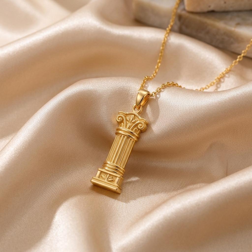 Sacred Pillar Necklace | 925 Sterling Silver | Ancient Architectural Design | For Strength & Wisdom