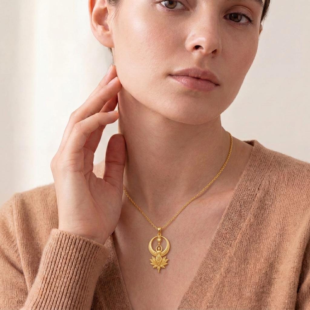 Divine Feminine Symbol Necklace. | Sterling Silver | Spiritual Goddess Charm | Empowerment Gift