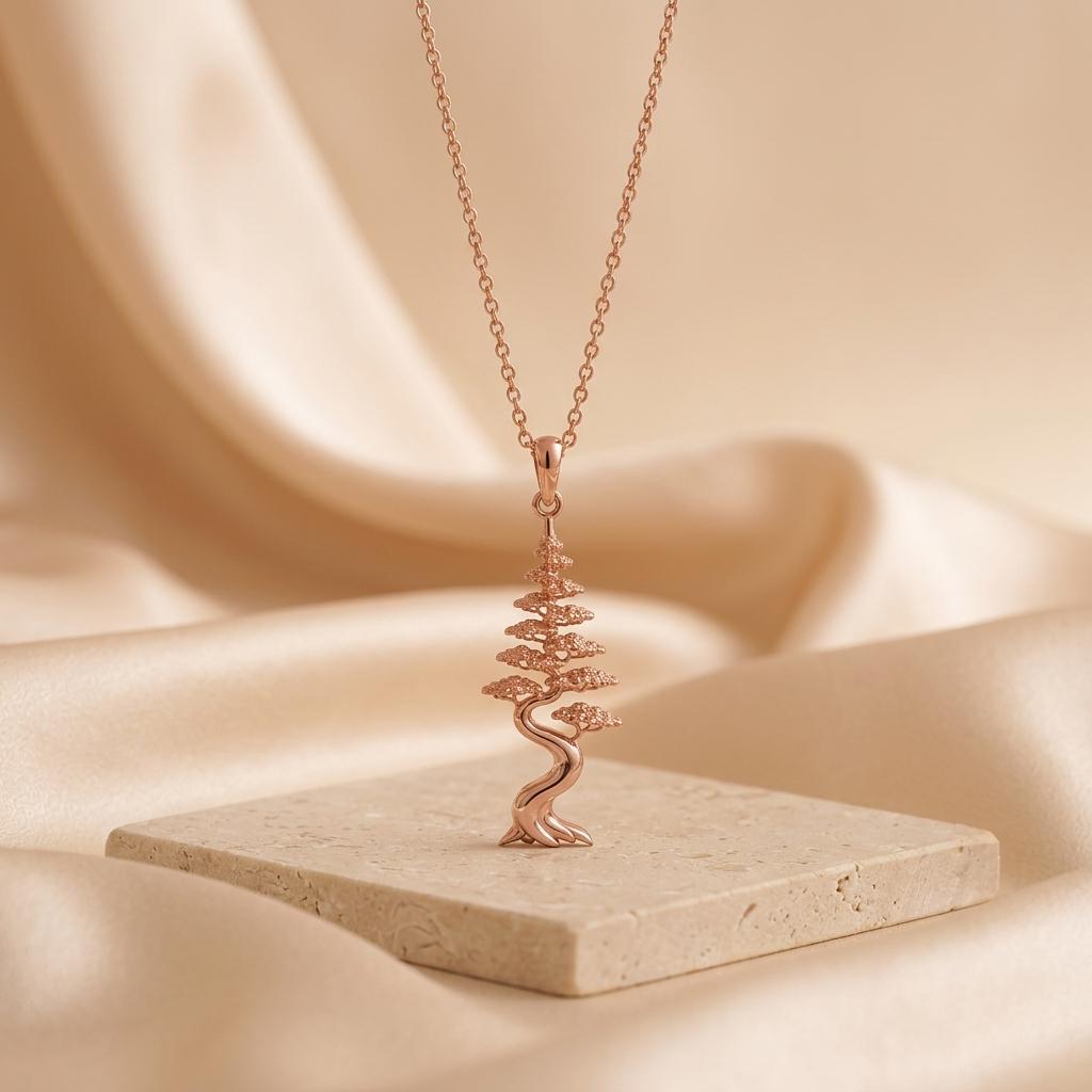 Cypress Aura Bonsai Pendant | Sterling Silver Jewelry | Zen Garden Style | Thoughtful Nature Gift