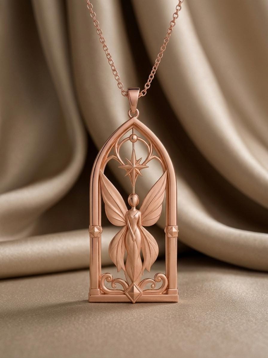 Celestial Fairy Gate Necklace | 925 Sterling Silver | Enchanted Fantasy Theme | Unique Spiritual Gift