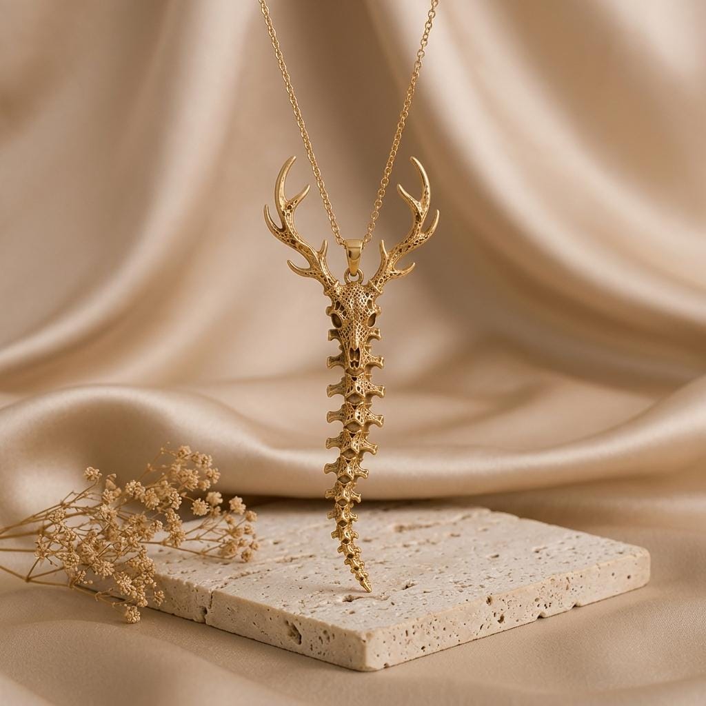 Sacred Deer Spine Necklace | 925 Sterling Silver | Nature Inspired Jewelry | Symbolic Nature Gift