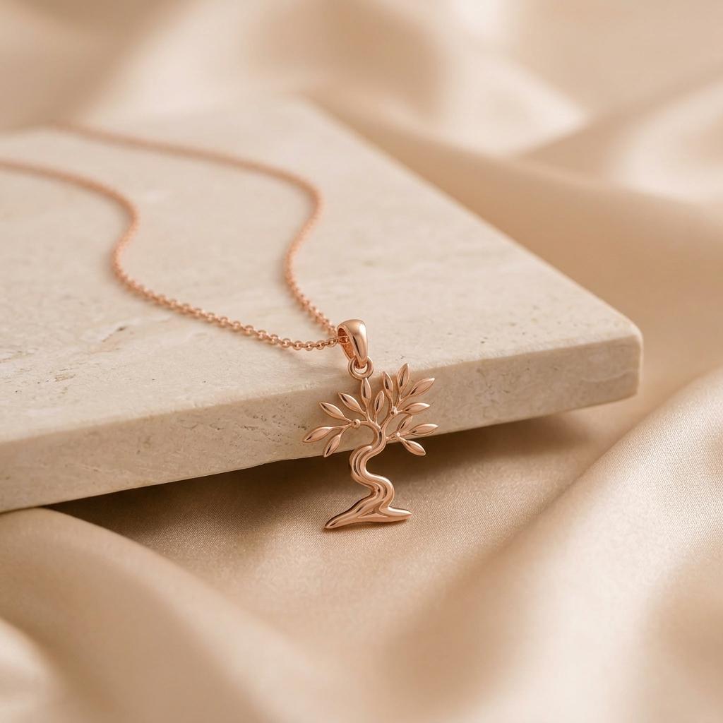 Olive Drift Bonsai Necklace | Sterling Silver Jewelry | Nature Inspired Design | Thoughtful Gift for Her