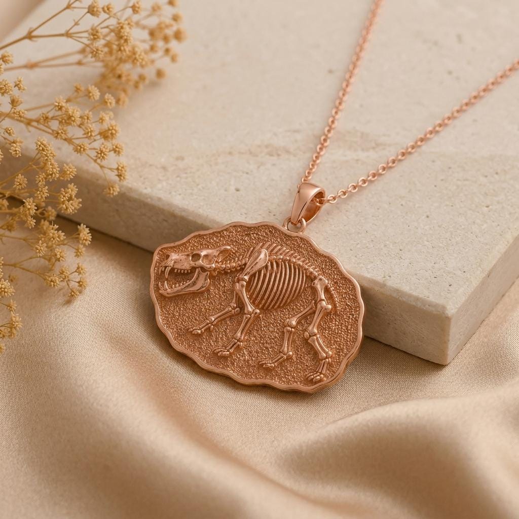 Entelodon Fossil Pendant Necklace | 925 Sterling Silver | Paleontology Inspired | Unique Statement Gift