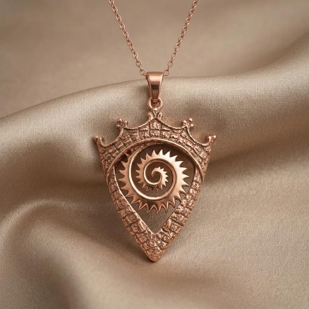 Helicoprion Crown Pendant | 925 Sterling Silver | Ancient Spiral Symbolism | Unique Statement Gift
