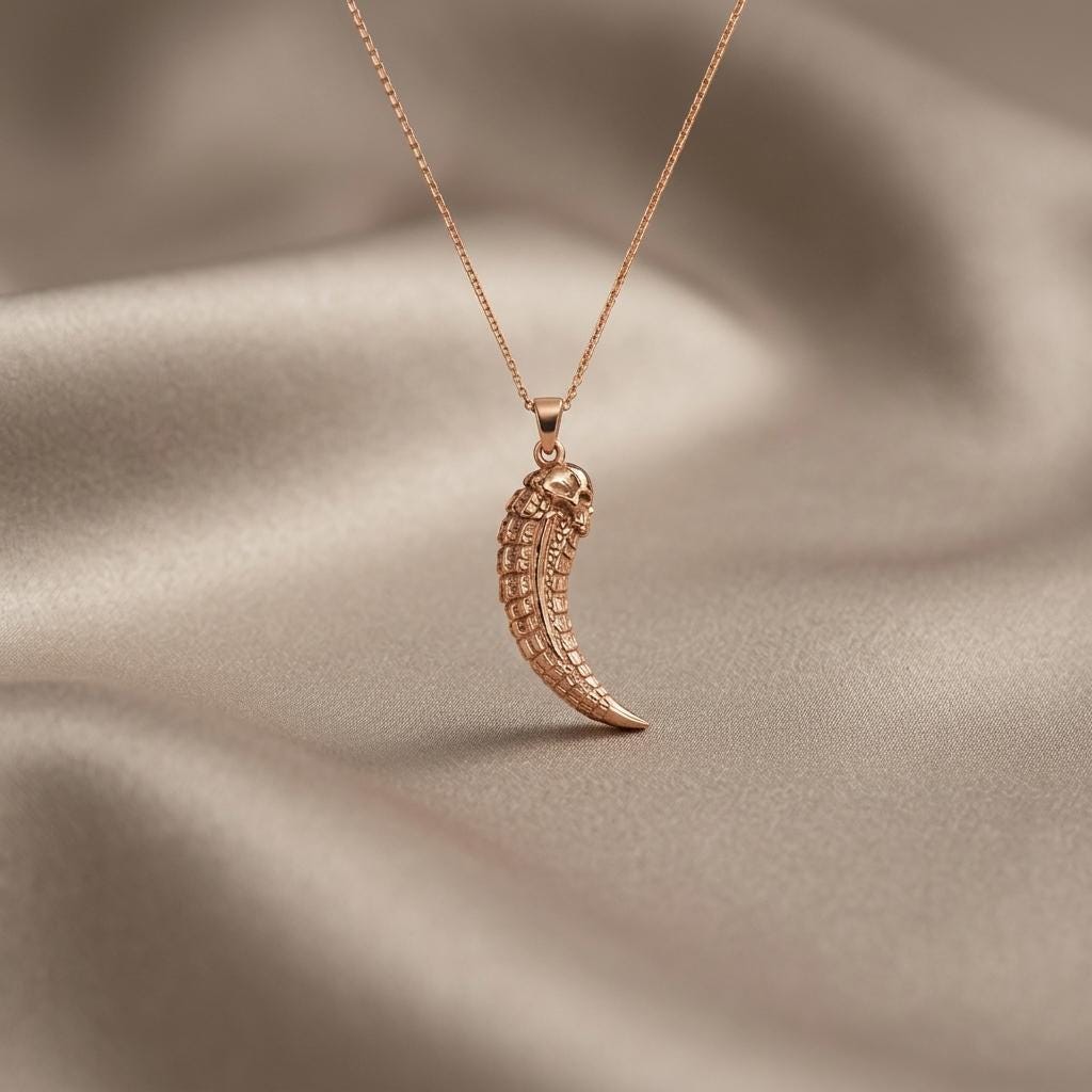 Gorgonopsid Fang Pendant | 925 Sterling Silver | Prehistoric Fossil Theme | Unique Gift for History Buffs