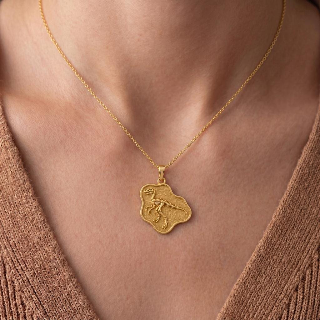 Troodon Fossil Pendant Necklace | 925 Sterling Silver | Paleontology Theme | Science Lover Gift
