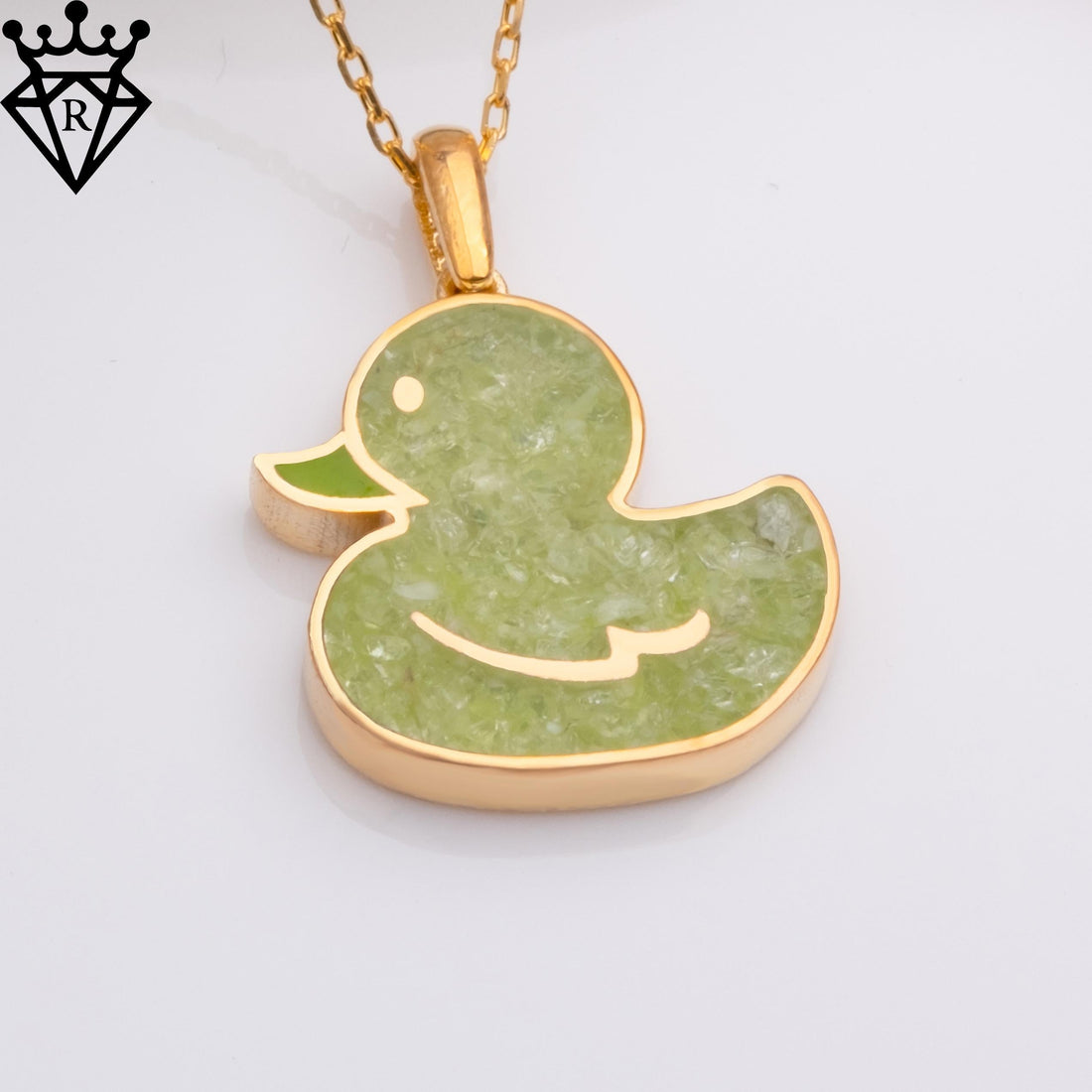 Peridot Duck 14K Gold Plated Animal jewelry design featured in the Rimossa meaning guide