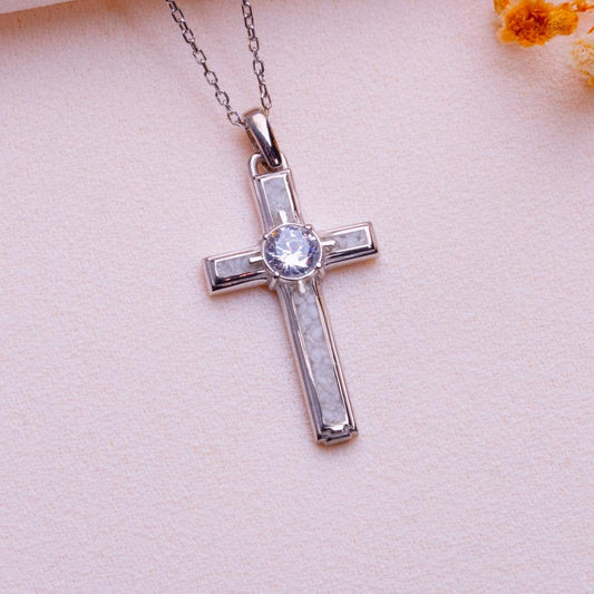 Moonstone Cross Christian Birthstone Option jewelry design featured in the Rimossa meaning guide