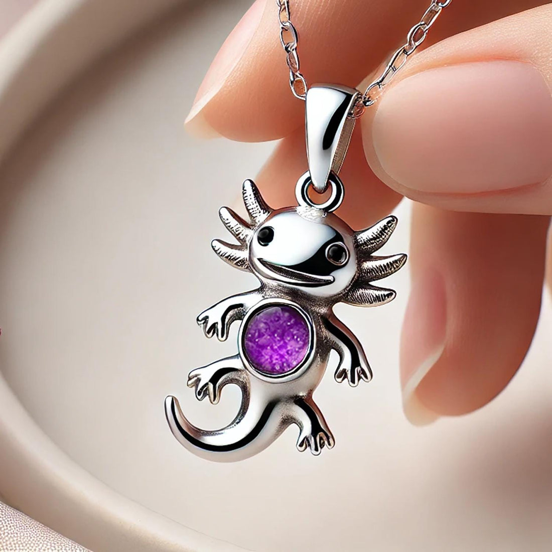 Axolotl jewelry design featured in the Rimossa meaning guide