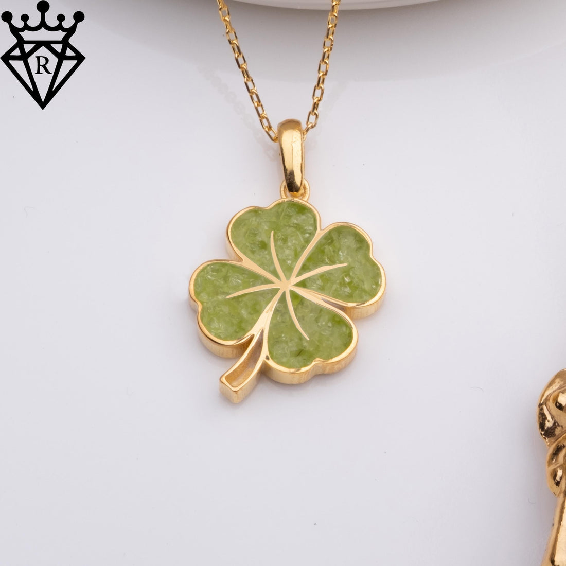 Peridot Clover 14K Gold Plated Lucky jewelry design featured in the Rimossa meaning guide