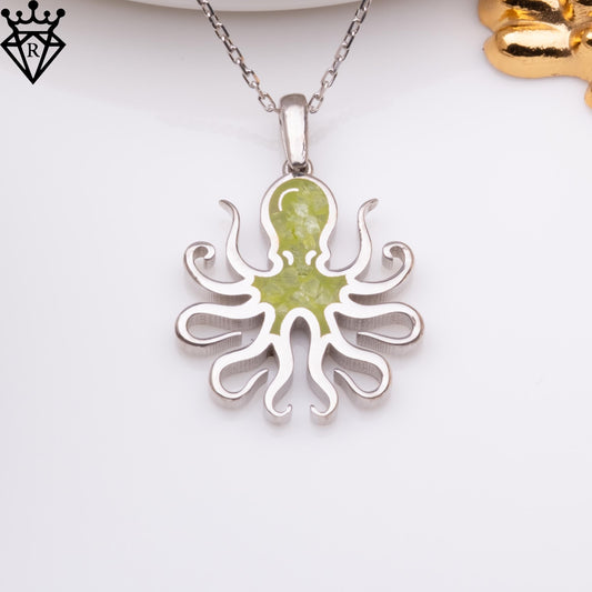 Peridot Stone Octopus jewelry design featured in the Rimossa meaning guide