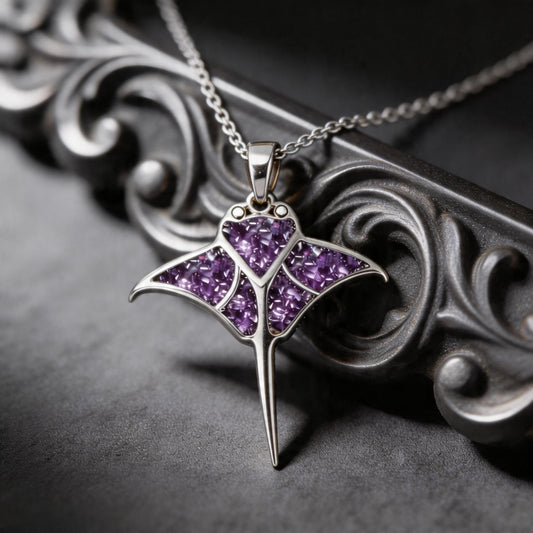 Amethyst Manta Ray jewelry design featured in the Rimossa meaning guide
