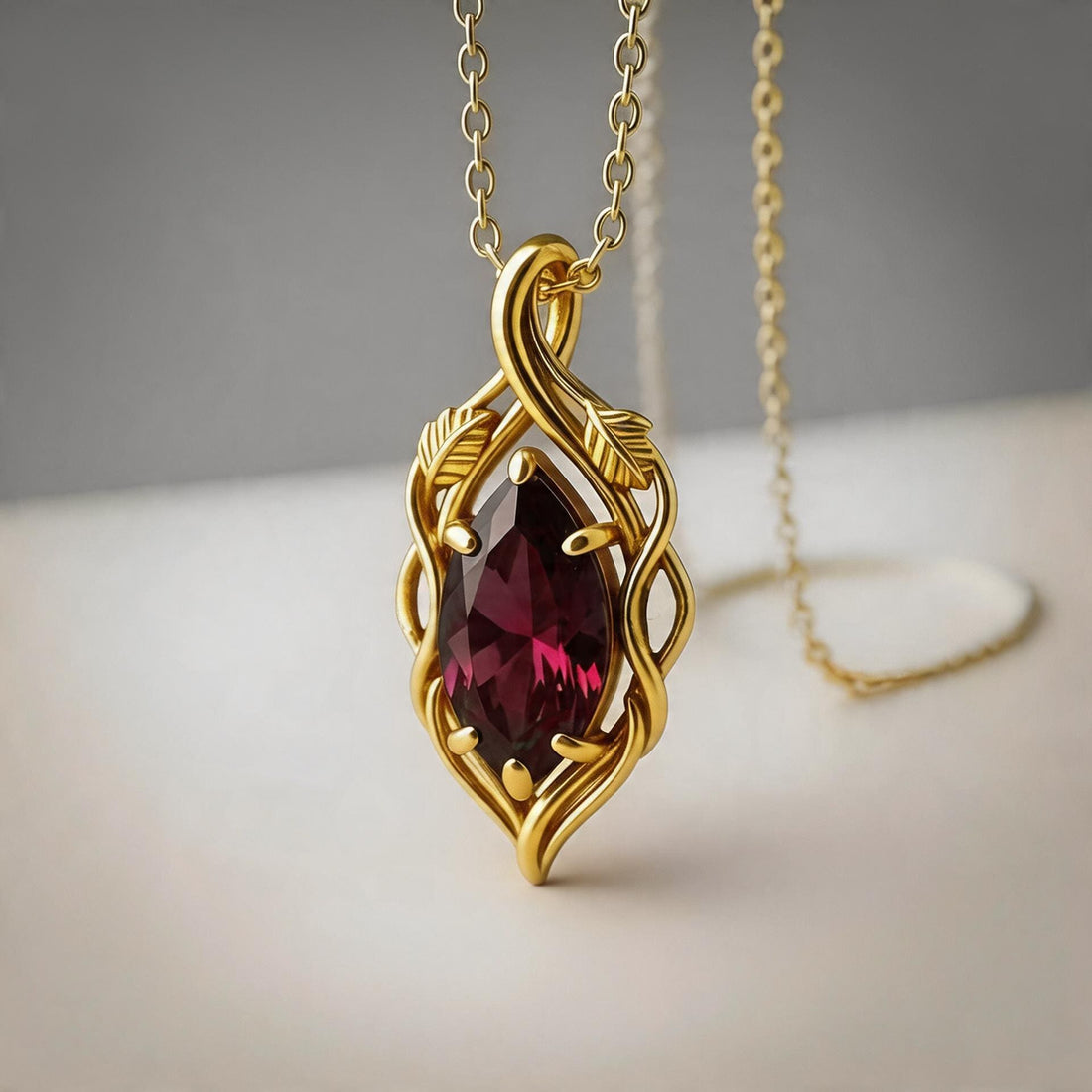 Garnet Leaf jewelry design featured in the Rimossa meaning guide