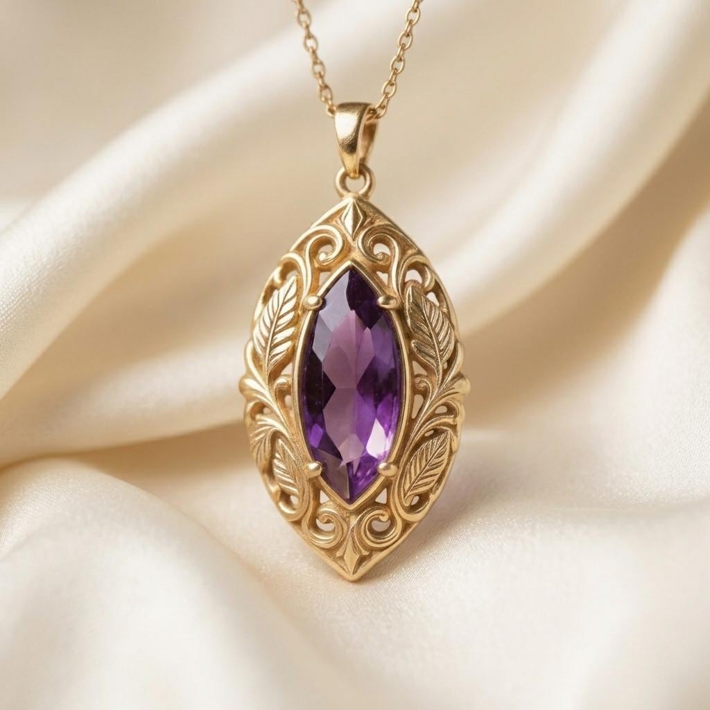 Personalized Leaf Vine Amethyst jewelry design featured in the Rimossa meaning guide