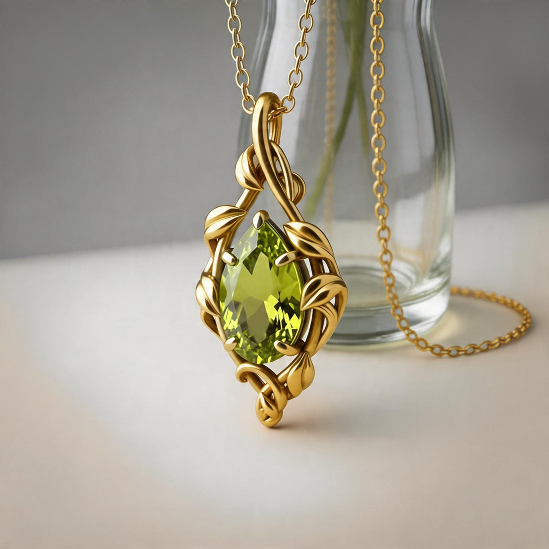 Peridot Teardrop jewelry design featured in the Rimossa meaning guide