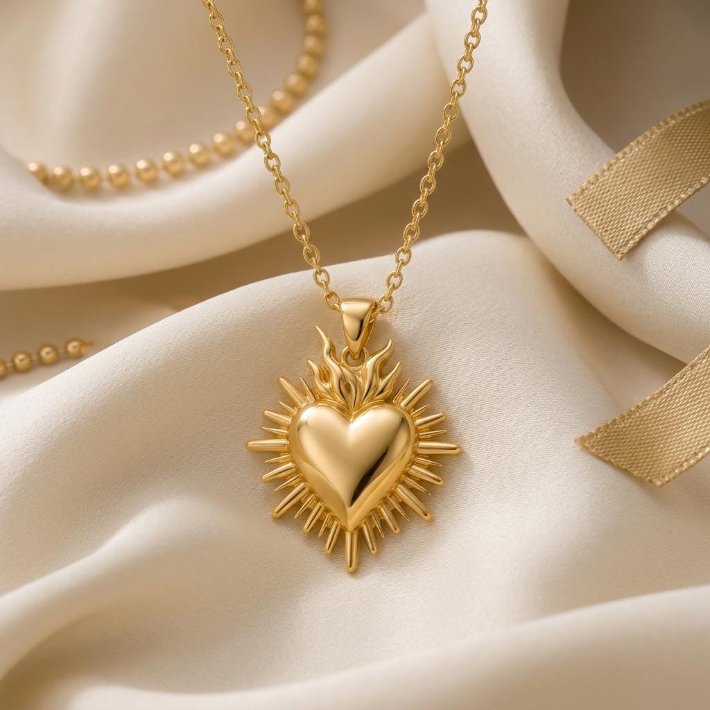 Sacred Heart jewelry design featured in the Rimossa meaning guide