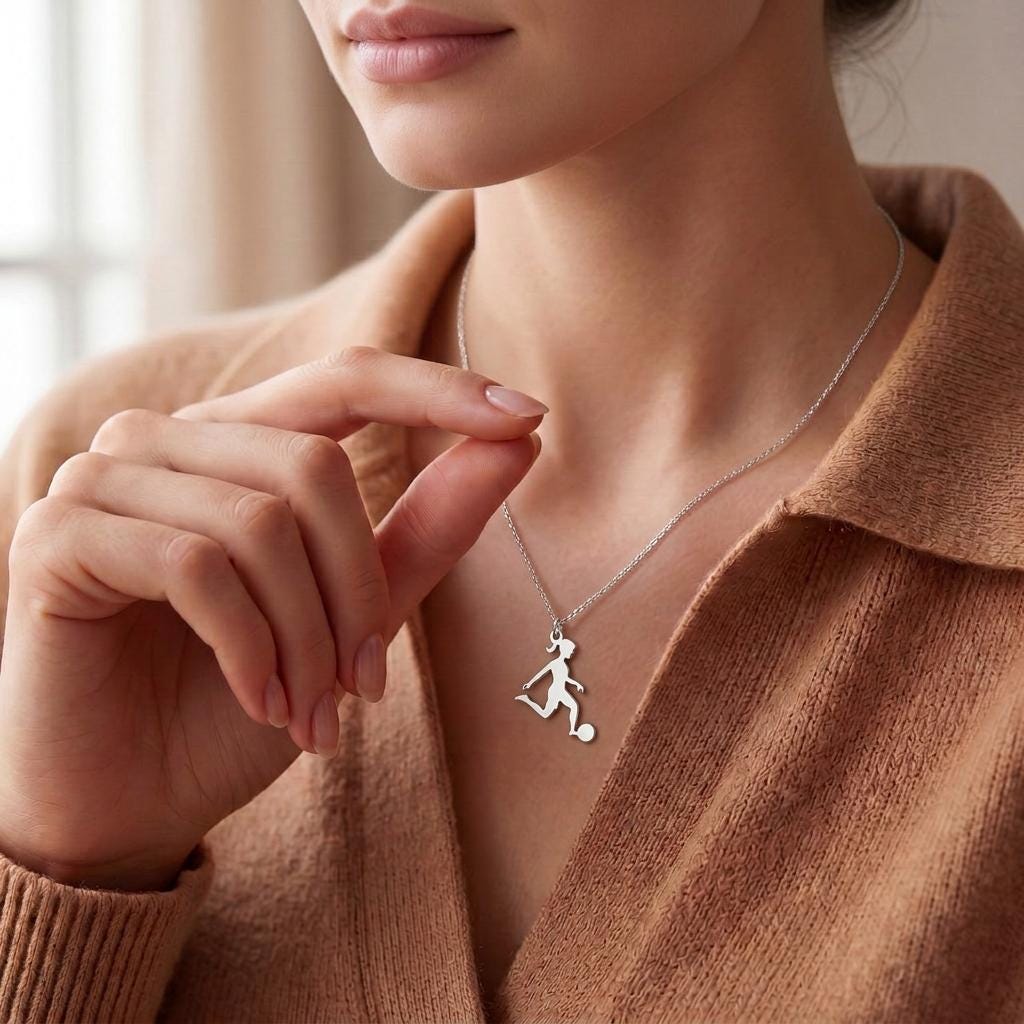 Female Soccer Player jewelry design featured in the Rimossa meaning guide