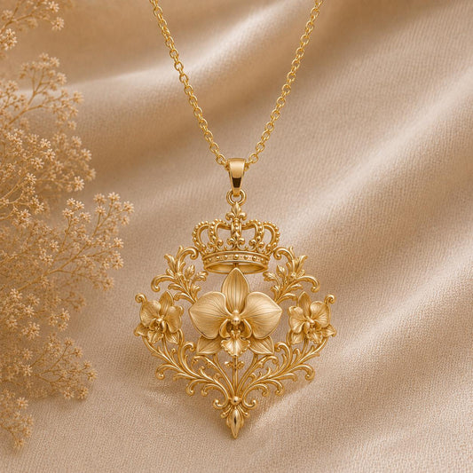 Regal Orchid Crown jewelry design featured in the Rimossa meaning guide