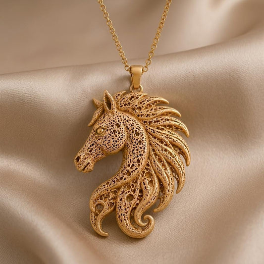 Fossil Horse Crest jewelry design featured in the Rimossa meaning guide