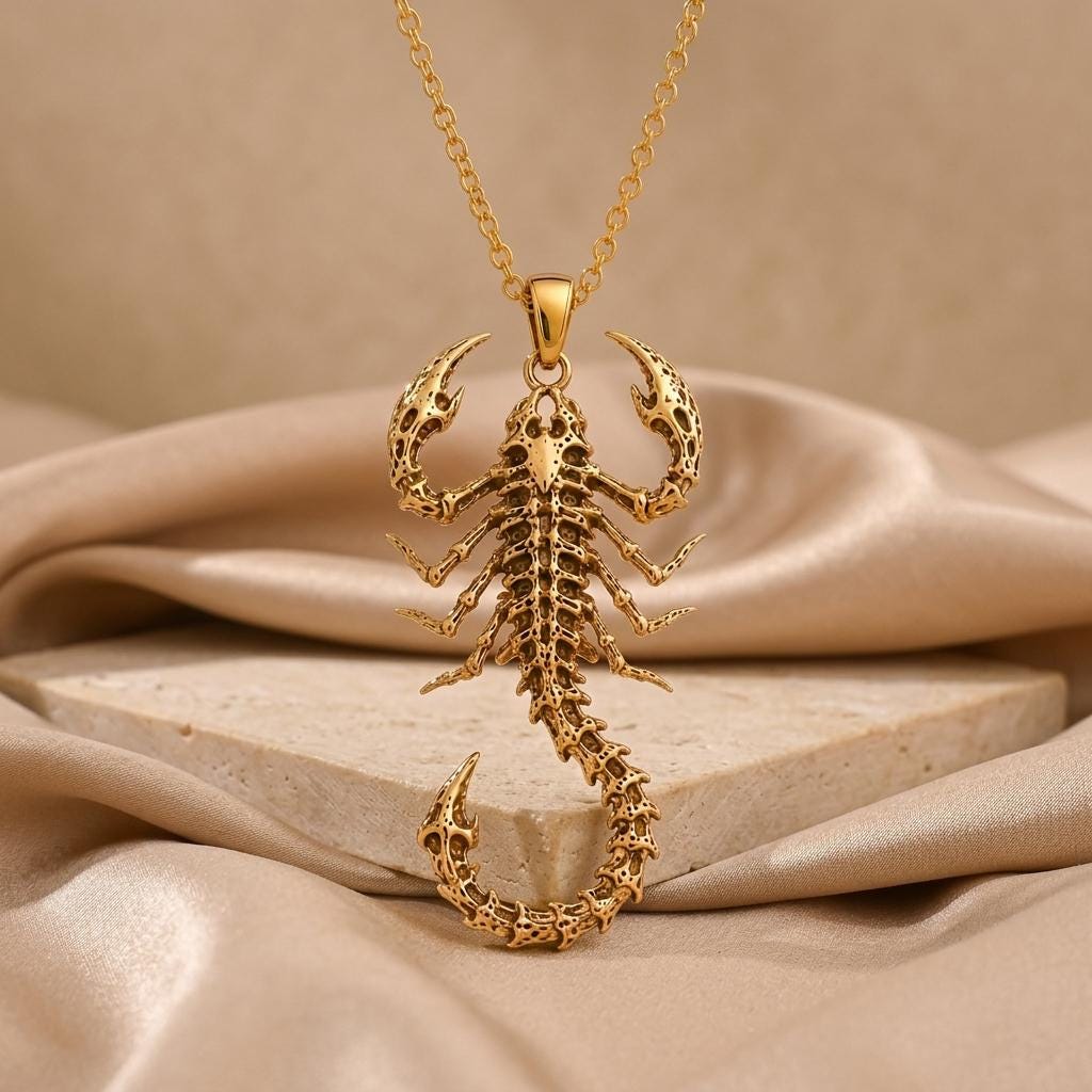 Fossil Scorpion Spine jewelry design featured in the Rimossa meaning guide