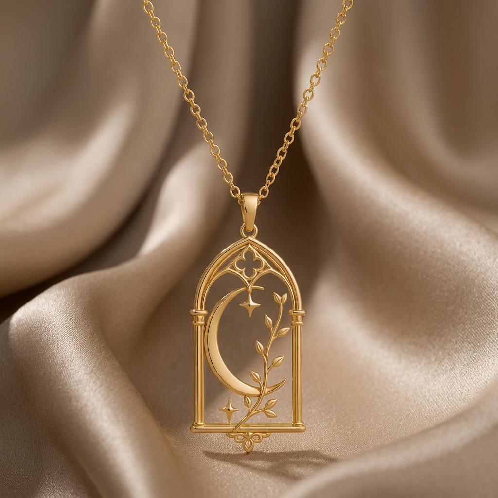 Cathedral Moon jewelry design featured in the Rimossa meaning guide