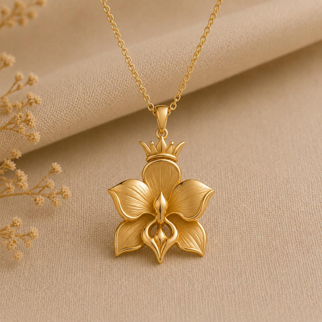 Crowned Orchid jewelry design featured in the Rimossa meaning guide