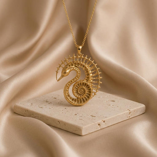 Fossil Swan Halo jewelry design featured in the Rimossa meaning guide