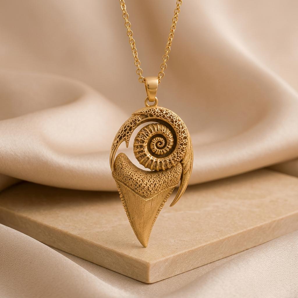 Sacred Shark Fossil jewelry design featured in the Rimossa meaning guide
