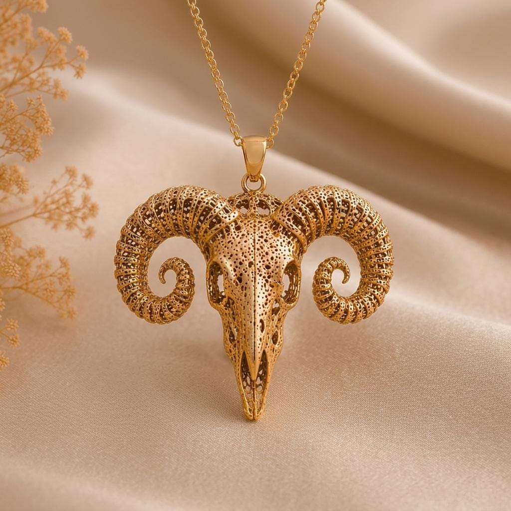 Ancient Ram Skull jewelry design featured in the Rimossa meaning guide