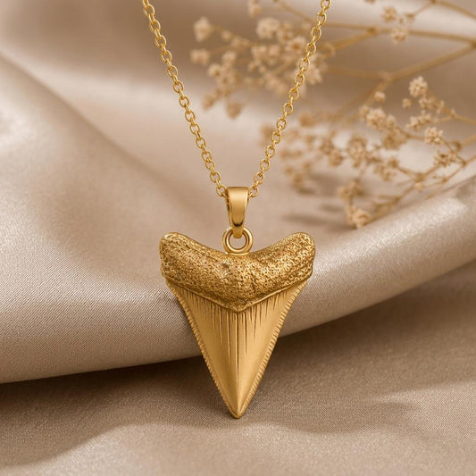 Megalodon Tooth Fossil jewelry design featured in the Rimossa meaning guide
