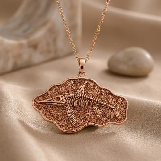 Ichthyosaurus Fossil jewelry design featured in the Rimossa meaning guide