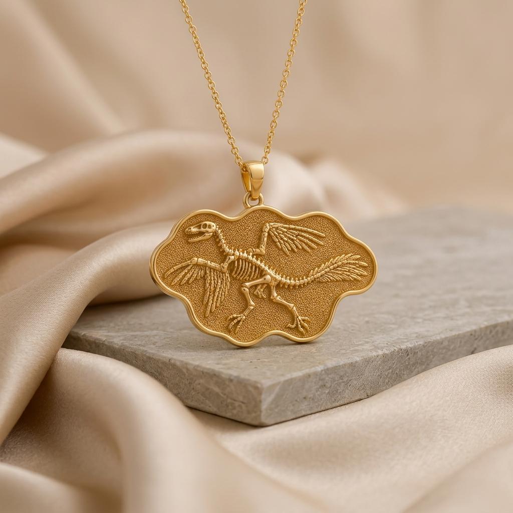 Microraptor Fossil jewelry design featured in the Rimossa meaning guide