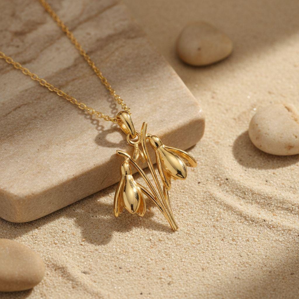 Flower Necklace Collection featuring handcrafted sterling silver and gold floral pendants inspired by nature.