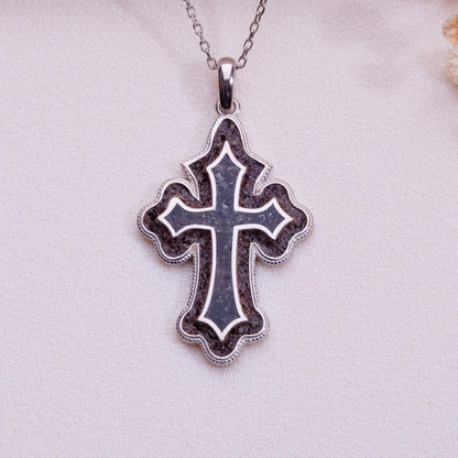 Handmade Gold Plated Sterling Silver Cross Necklace: Pearl Accent