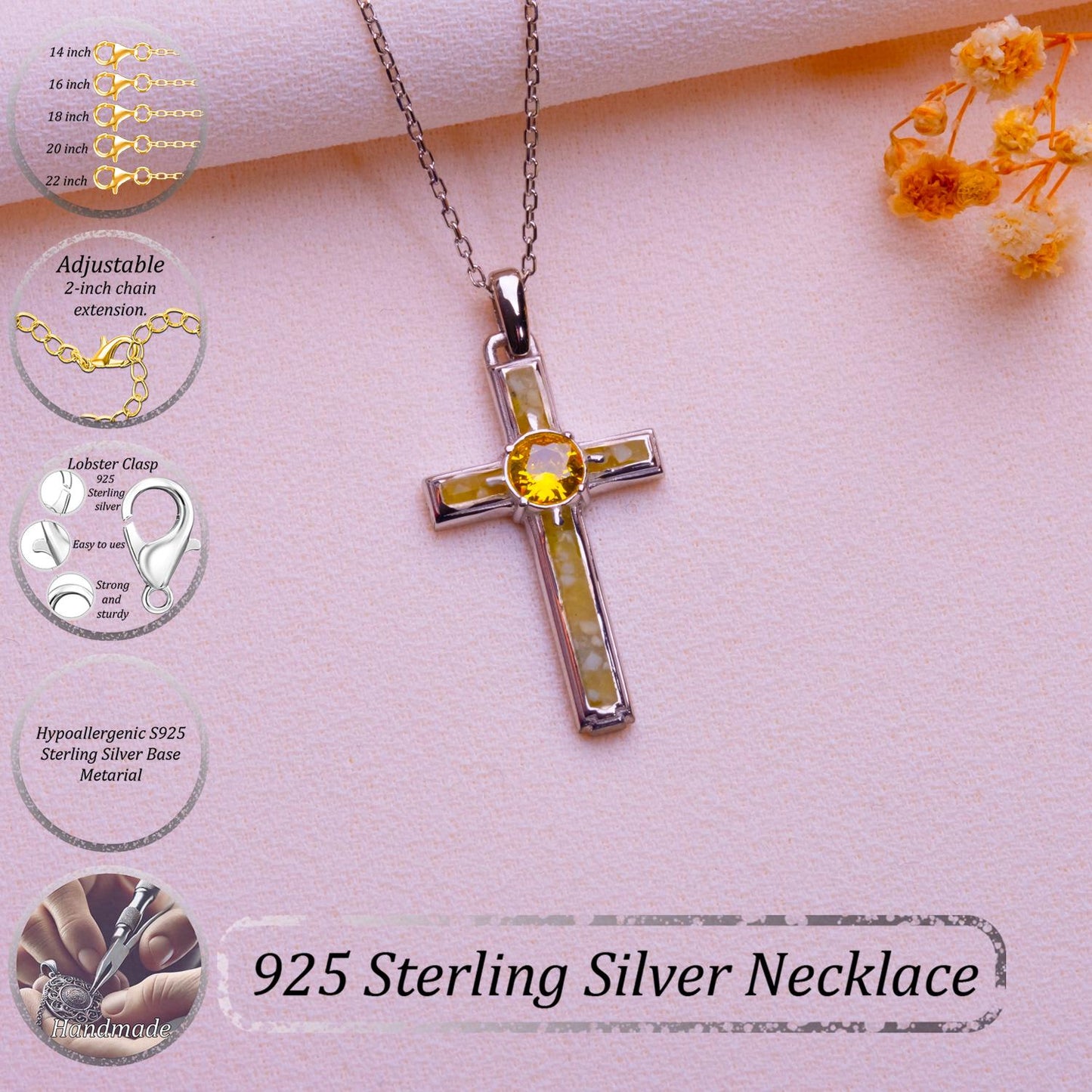 Dainty Jade Cross Necklace: Sterling Silver Sideways Jesus Charm with Birthstone