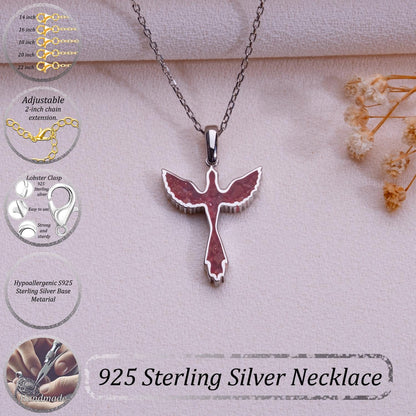 Sunstone Jasper Dove Necklace, Sterling Silver (Holy Spirit Symbol Pendant)