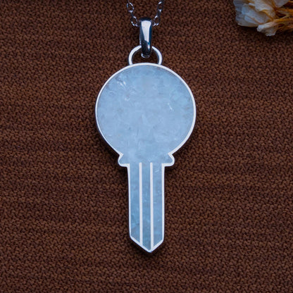 Moonstone Pendant Necklace: Sterling Silver Key Charm (Handmade Jewelry)