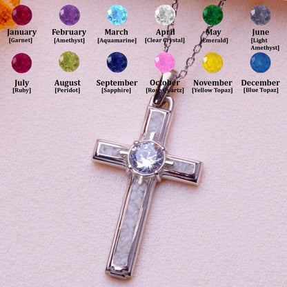 Moonstone Cross Necklace: Sterling Silver Christian Pendant, Birthstone Option