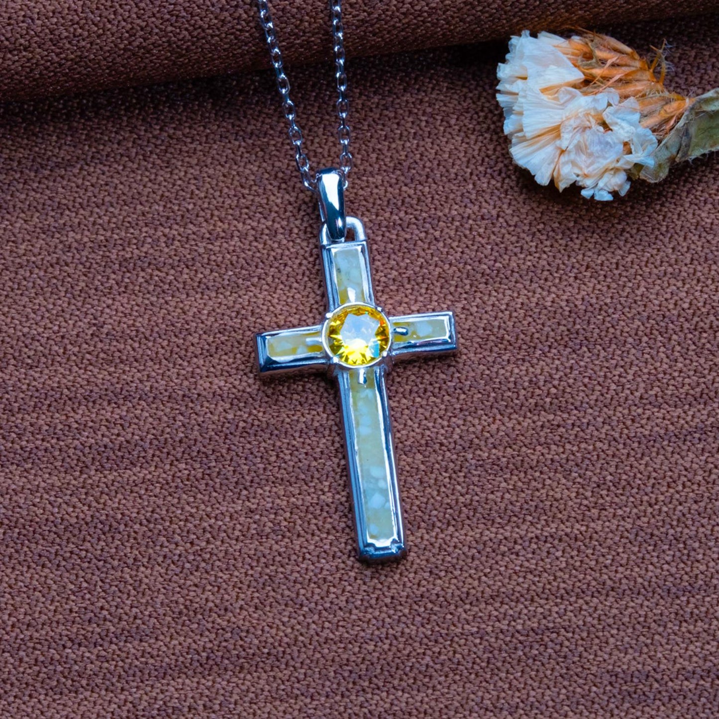 Dainty Jade Cross Necklace: Sterling Silver Sideways Jesus Charm with Birthstone